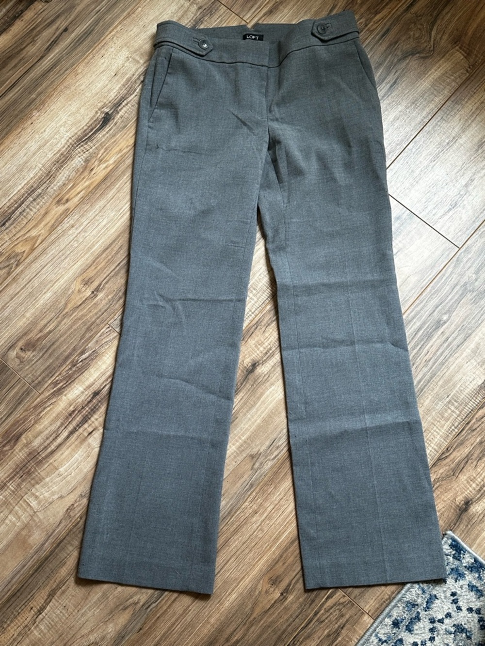 LOFT Gray Tailored Wide-Leg Trousers